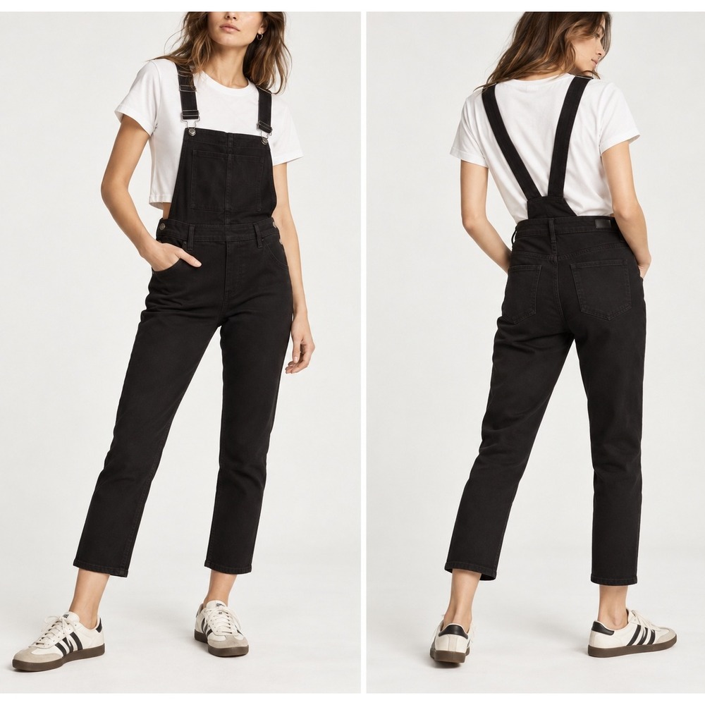 Paige Sierra Overalls Size 25 Black Denim 90s Workwear Minimal Utility